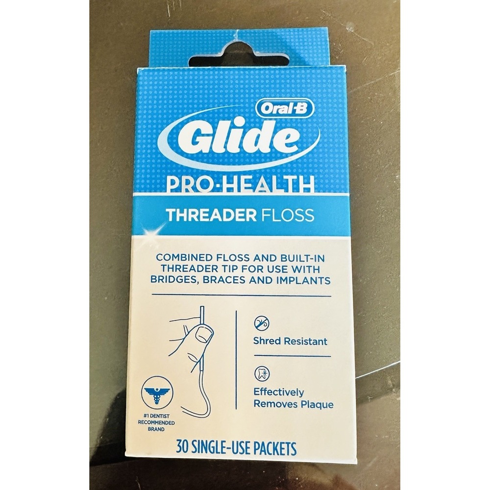Crest Glide Threader Floss Box Of 30 Single Use Packets New